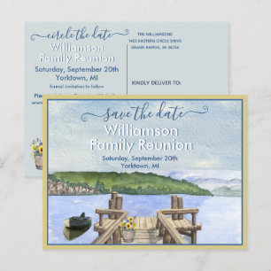 Carte Postale Faire-part Réunion de famille Sauvegarder la date Lac Dock Co