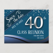 Carte Postale Faire-part Réunion de la 40e promotion Élégant Bleu (Devant)