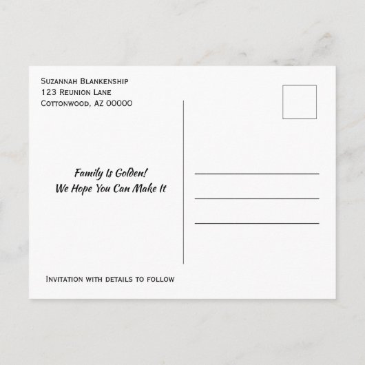 Carte Postale Faire-part Réunion Familiale Enregistrer La Date Black Linked (Dos)