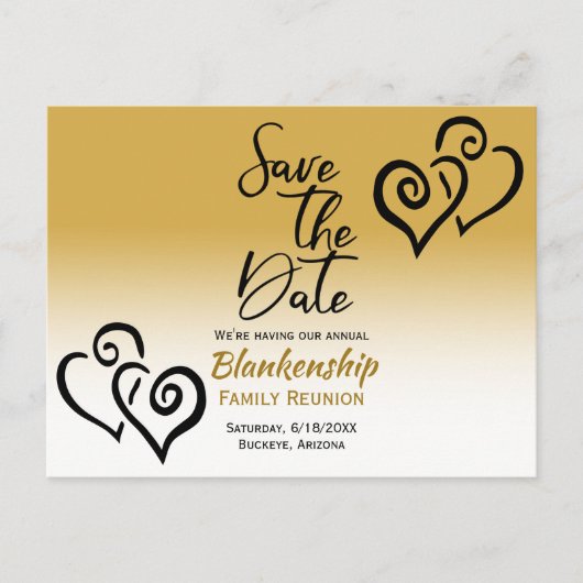 Carte Postale Faire-part Réunion Familiale Enregistrer La Date Black Linked (Devant)