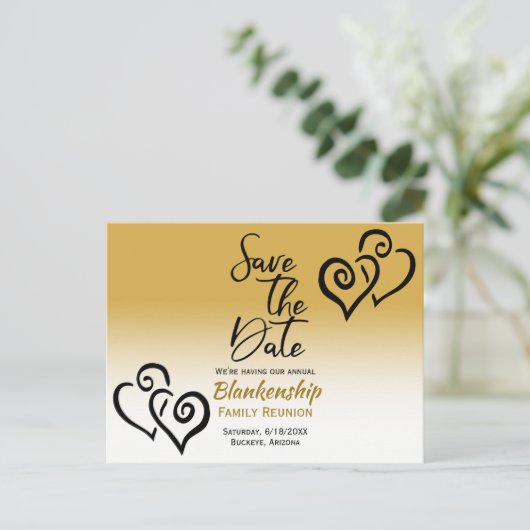 Carte Postale Faire-part Réunion Familiale Enregistrer La Date Black Linked (Debout devant)