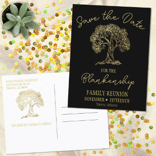 Carte Postale Faire-part Réunion Familiale Enregistrer La Date Gold Tree