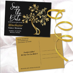 Carte Postale Faire-part Réunion Familiale Enregistrer La Date Modern Gold