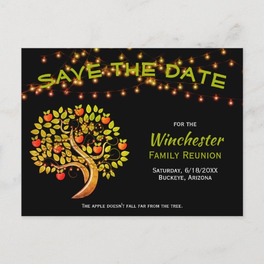 Carte Postale Faire-part Réunion Familiale Enregistrer La Date Pomme Arbre  (Devant)