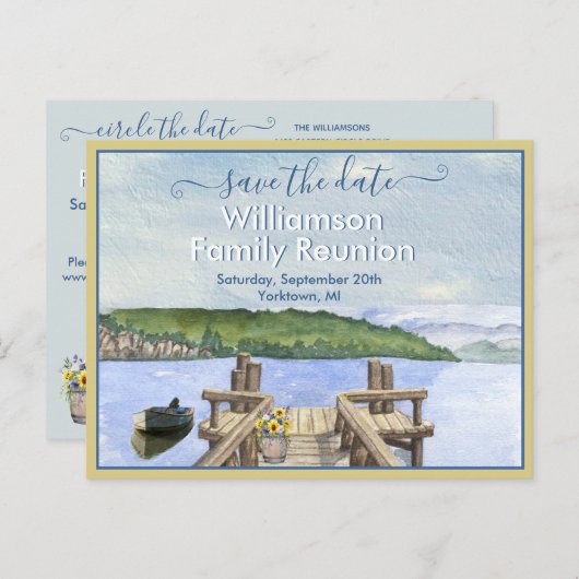 Carte Postale Faire-part Réunion familiale Enregistrer le code QR Date Lake (Devant / Derrière)