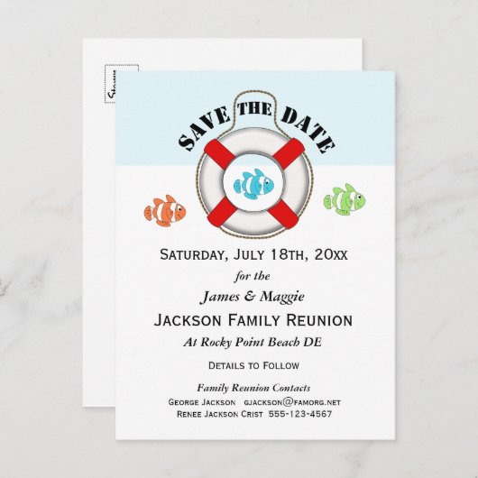 Carte Postale Faire-part Réunion familiale ou fête Enregistrer la date (Devant / Derrière)