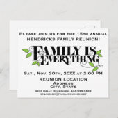 Carte postale faire-part réunion famille (Devant / Derrière)