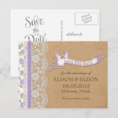 Carte Postale Faire-part Rêves de dentelle romantiques avec des fleurs (Devant / Derrière)