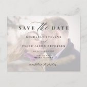 Carte Postale Faire-part Revêtement photo moderne mariage élégant enregistr (Devant)