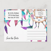 Carte Postale Faire-part Rêveur Boho Aquarelle Attrape-Rêves Rose Or Save D (Dos)