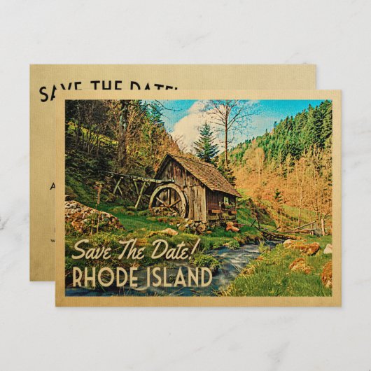 Carte Postale Faire-part Rhode Island Sauvegarder la date Cabane rustique M (Devant / Derrière)