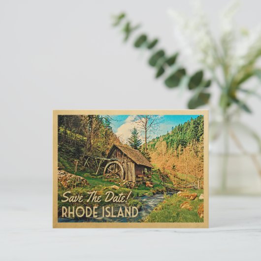 Carte Postale Faire-part Rhode Island Sauvegarder la date Cabane rustique M (Debout devant)