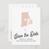 Carte Postale Faire-part RHODE ISLAND State Destination Mariage N'IMPORTE Q (Devant / Derrière)
