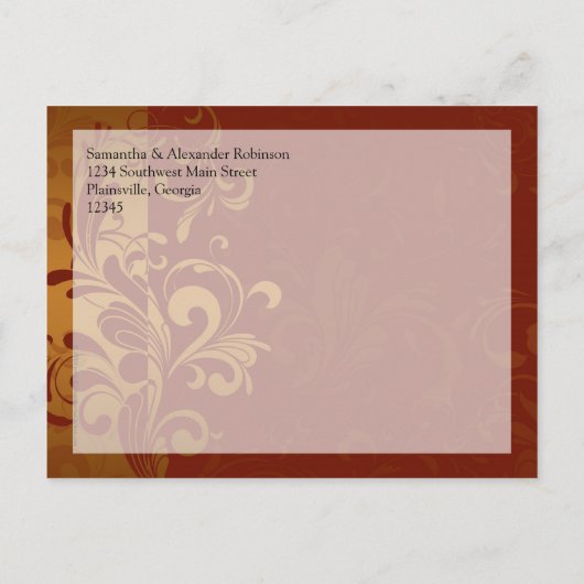 Carte Postale Faire-part Rich Brick Red / Gold Reverse Swirl Enregistrer la (Dos)