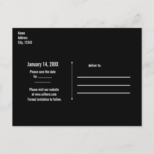 Carte Postale Faire-part Rideaux rouges HOLLYWOOD et étoile argentée Save t (Dos)