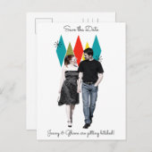 Carte Postale Faire-part Rock and Roll 1950s Style Enregistrer la date (Devant / Derrière)