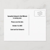 Carte Postale Faire-part Rock Star Bar Mitzvah Enregistrer la Date en Rose (Dos)