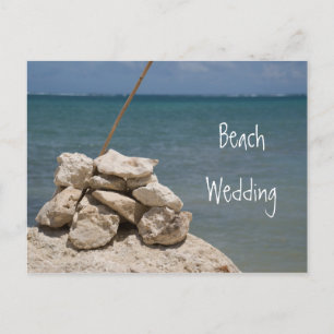 Carte Postale Faire-part Rocks on Beach Wedding Sauvez la date