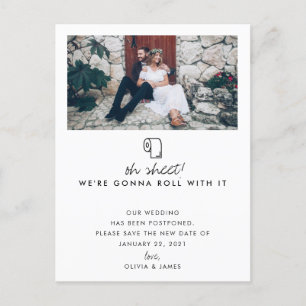 Carte Postale Faire-part Roll With It Photo New Date Mariage Postponton