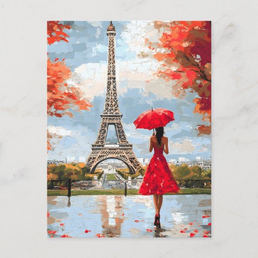 Carte Postale Faire-part Romance au vent, promenade chic à Paris (Devant)