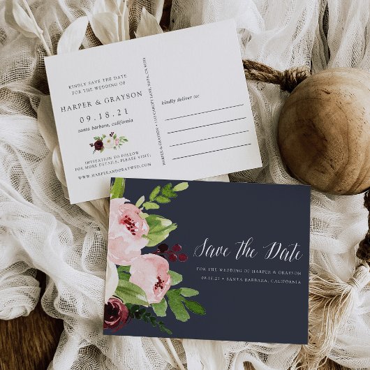 Carte Postale Faire-part Romance de minuit Sauvez la date