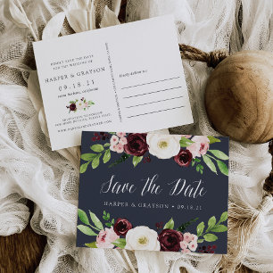 Carte Postale Faire-part Romance de minuit Sauvez la date