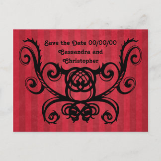 Carte Postale Faire-part Romance gothique victorien rouge noir save the dat
