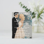 Carte Postale Faire-part Romance intemporel : Mariés à l'aquarelle (Debout devant)