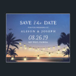 Carte Postale Faire-part Romantic Beach Sunset String Lumières Enregistrer<br><div class="desc">Romantic Beach Sunset String Lights Enregistrer la date Carte postale. (1) Pour plus de personnalisation,  cliquez sur le lien "customiser plus loin" et utilisez notre outil de conception pour modifier ce modèle. (2) Si vous avez besoin d'aide ou d'articles correspondants,  veuillez me contacter.</div>