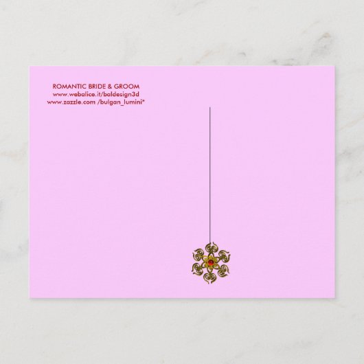 CARTE POSTALE FAIRE-PART ROMANTIC BRIDE & GROOM SAVE THE DATE MONOGRAMME (Dos)