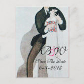 CARTE POSTALE FAIRE-PART ROMANTIC BRIDE & GROOM SAVE THE DATE MONOGRAMME (Devant)