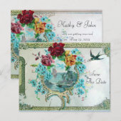 CARTE POSTALE FAIRE-PART ROMANTICA 3 SAVE THE DATE (Devant / Derrière)