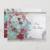 CARTE POSTALE FAIRE-PART ROMANTICA SAVE THE DATE (Devant / Derrière)