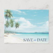 Carte Postale Faire-part Romantique Aquarelle Mariage Plage Épargnez la Dat (Devant)