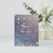 Carte Postale Faire-part romantique céleste lune et étoiles calligraphie an (Debout devant)