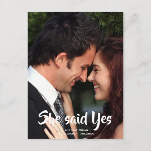 Carte Postale Faire-part Romantique Elle a dit Oui Photo Enregistrer la dat