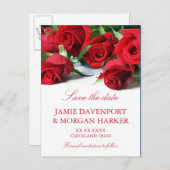 Carte Postale Faire-part Romantique Roses Rouges Mariage Enregistrer la dat (Devant / Derrière)