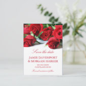 Carte Postale Faire-part Romantique Roses Rouges Mariage Enregistrer la dat (Debout devant)