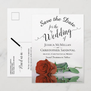 Carte Postale Faire-part Romantique rouille Orange Rose Mariage Enregistrer