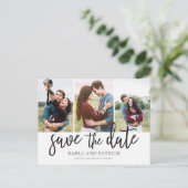 Carte Postale Faire-part Romantique Script Photo Collage Enregistrer La Dat (Debout devant)