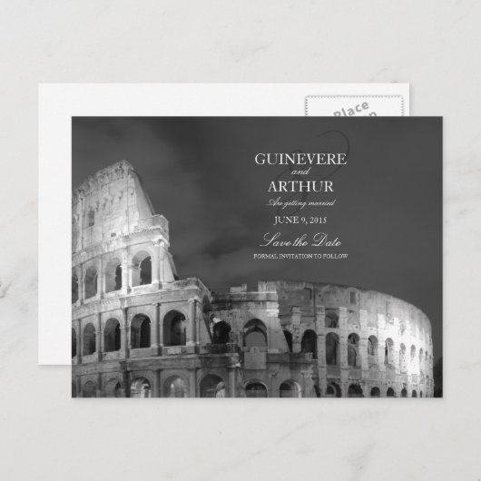 Carte Postale Faire-part Rome Italie Colosseum Mariage Enregistrer la date (Devant / Derrière)