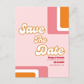 Carte Postale Faire-part Rosa orange rétro années 70 groovy faire part de s