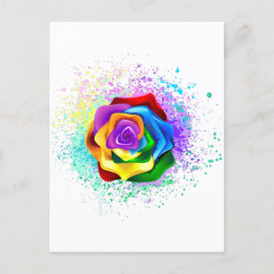 Carte Postale Faire-part Rose arc-en-ciel colorée