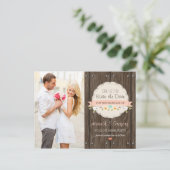 CARTE POSTALE FAIRE-PART ROSE BLANC RUSTIQUE BOHO FLORAL ENREGISTRER LA DAT (Debout devant)