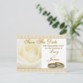 Carte Postale Faire-part Rose Blanche & Cercles Mariages Enregistrer La Car (Debout devant)