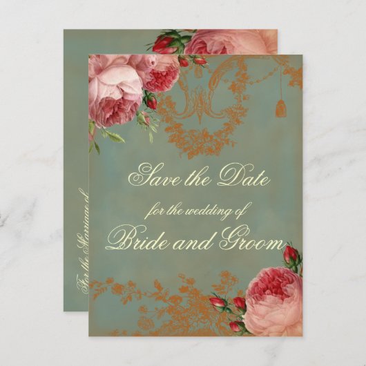 Carte Postale Faire-part Rose Blenheim Enregistrer la date (Devant / Derrière)