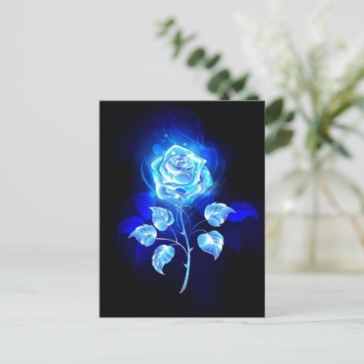 Carte Postale Faire-part Rose bleu brûlant (Debout devant)