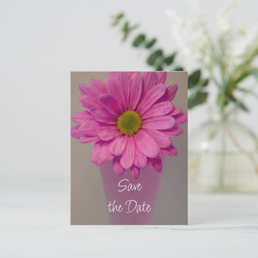 Carte Postale Faire-part Rose Daisy in Vase Wedding Enregistrer la date (Debout devant)