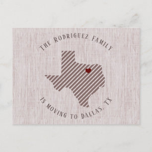 Carte Postale Faire-part Rose de Nord Texas Linge et Cœur Texas Déménagemen