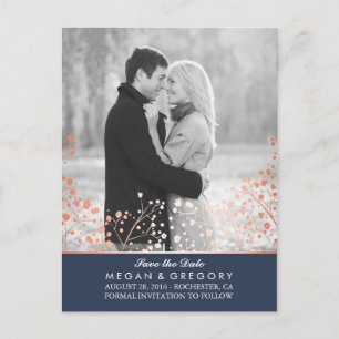 Carte Postale Faire-part rose de respiration pour bébé effet d'or photo enr